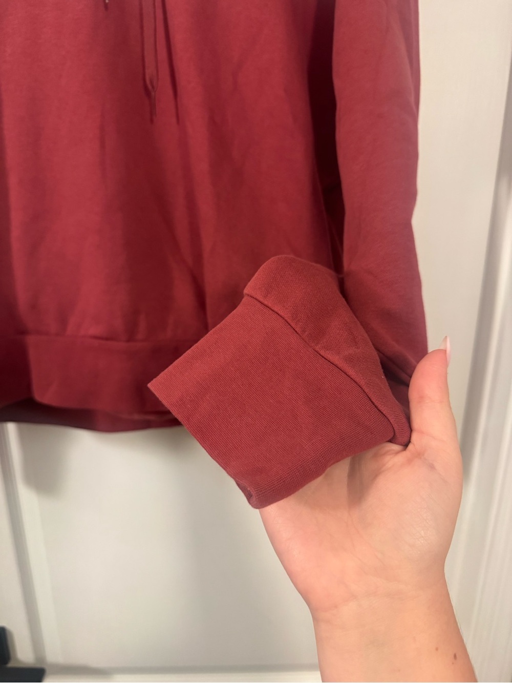 Adidas Women's Maroon Pullover Hoodie with White Logo - Picture 2 of 10